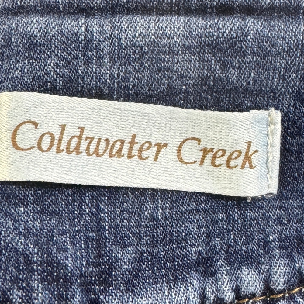 Coldwater Creek Womens Blue Denim Cargo Capri Jeans Size 8 Cropped Leg Tie - Picture 7 of 14
